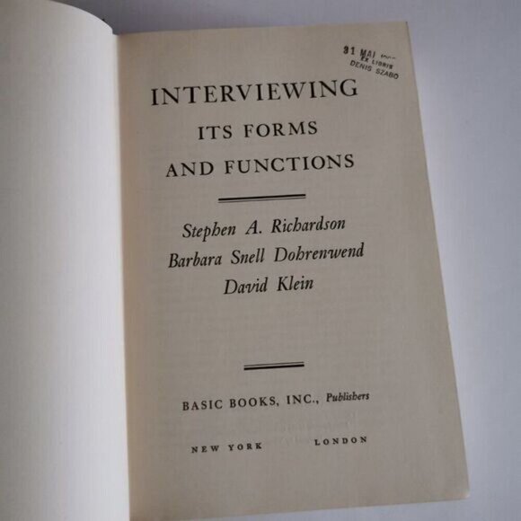 1965 Interviewing Its Form and Functions Textbook, Social Science Field Methods - Picture 3 of 7